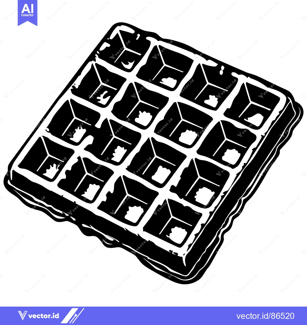 Premium Vector of A Black and White Illustration of a Waffle