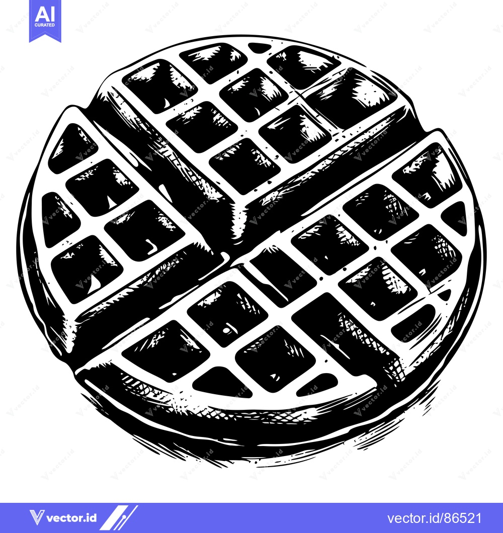 Premium Vector dari A Black and White Hand Drawn Sketch of a Waffle