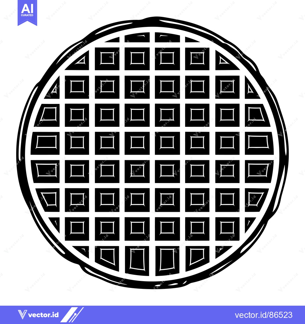 Premium Vector dari Black and White Illustration of a Round Waffle