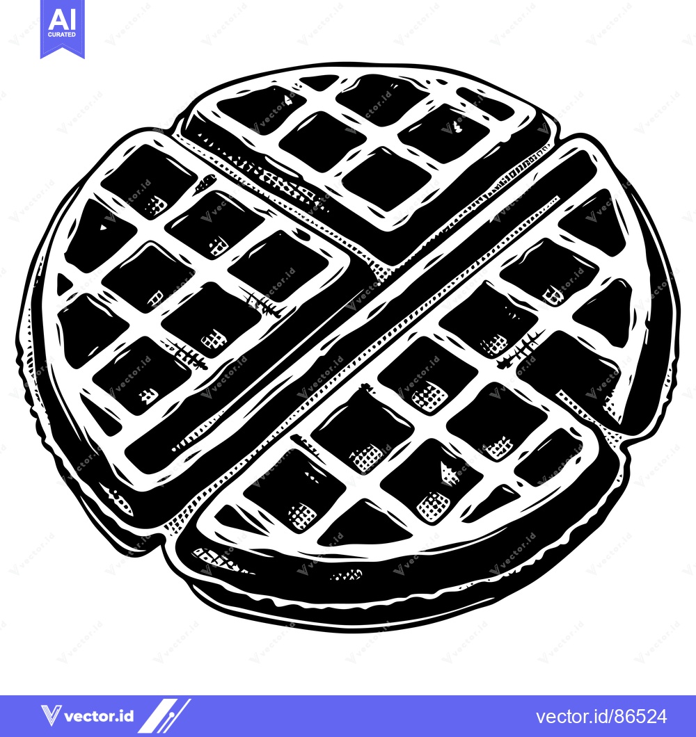 Premium Vector of Black and White Illustration of a Waffle