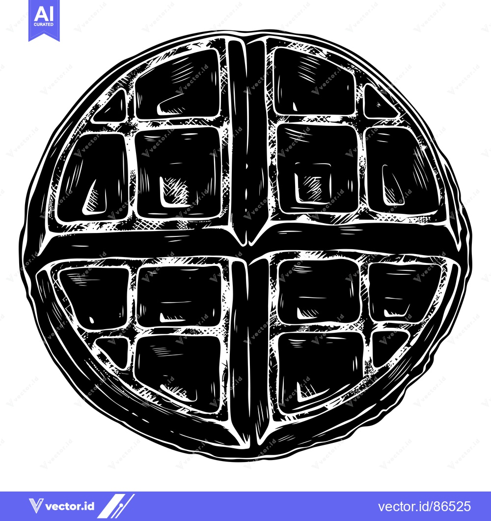 Premium Vector dari A Black and White Hand-Drawn Illustration of a Waffle