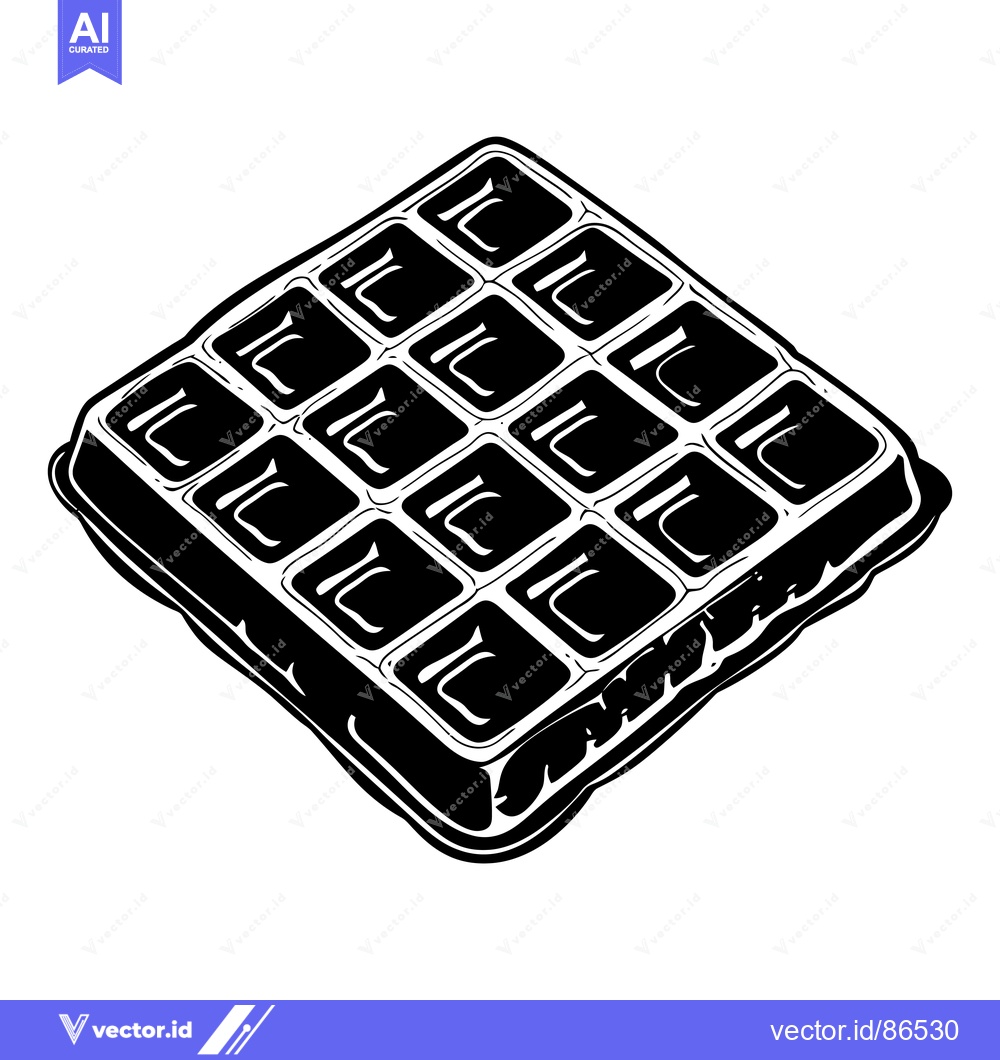 Premium Vector of Black and White Illustration of a Waffle