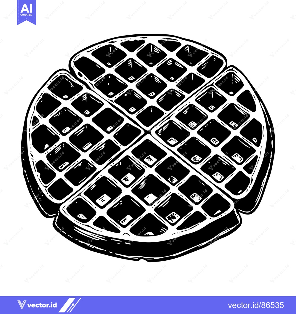 Premium Vector of Black and White Hand Drawn Illustration of a Waffle