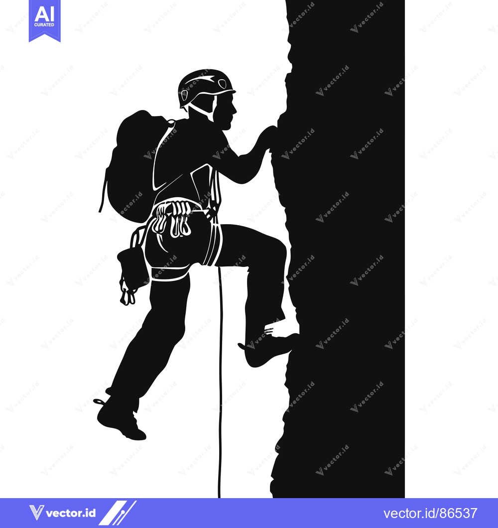 Premium Vector dari Silhouette of a Climber Scaling a Rock Face