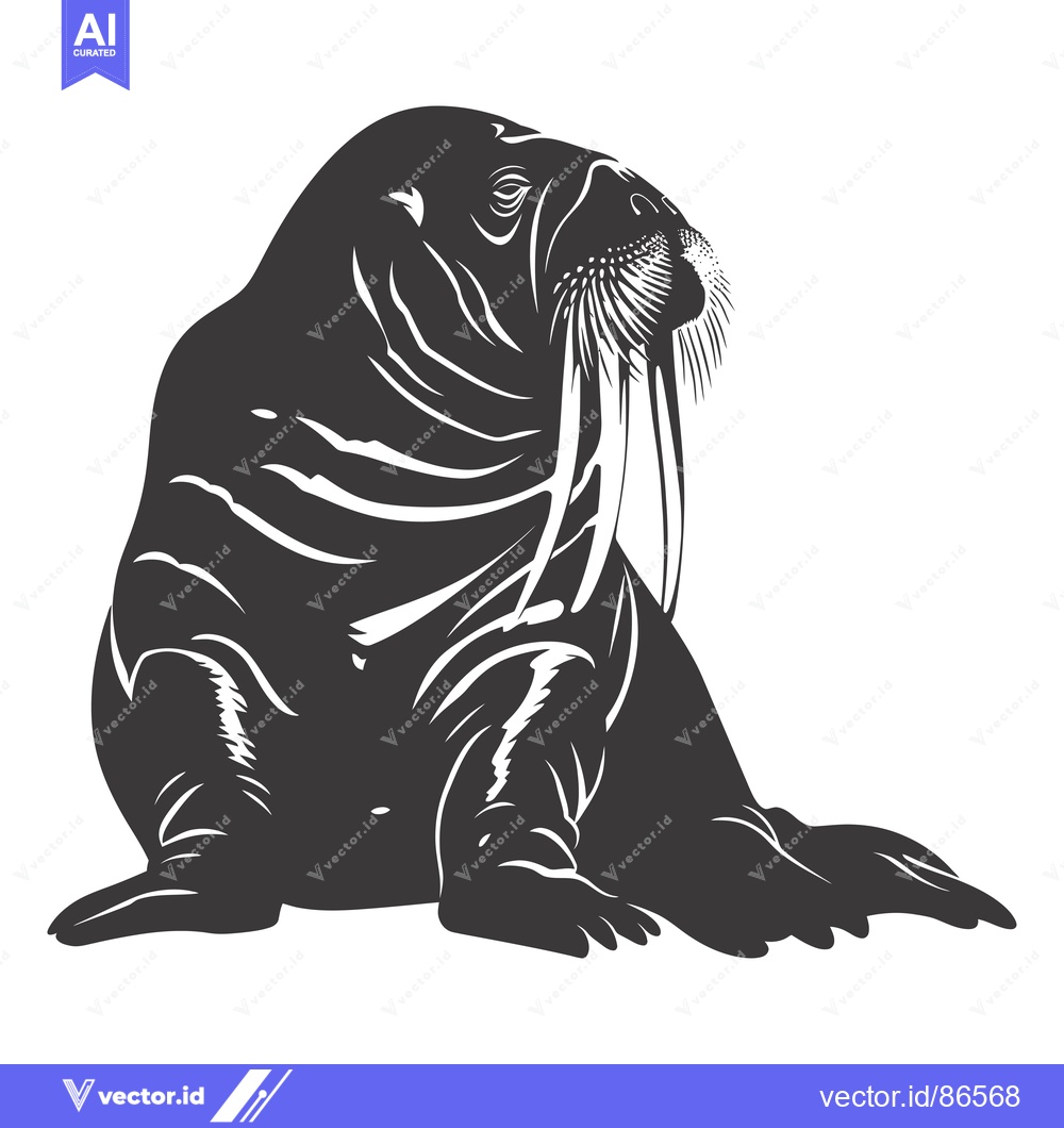 Premium Vector dari Silhouette of a Walrus with Long Tusk