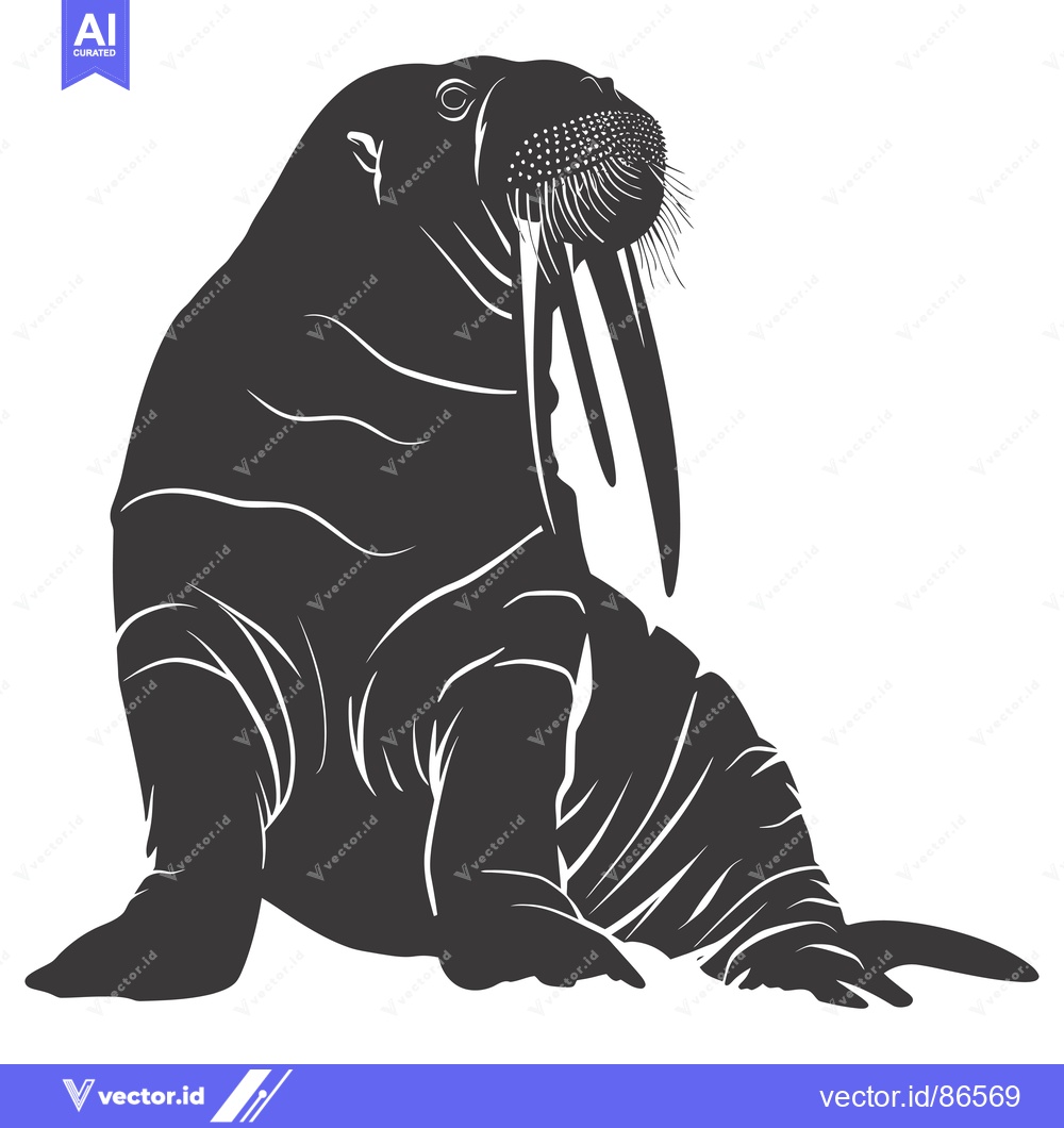 Premium Vector of A Silhouette of a Walrus with Large Tusk