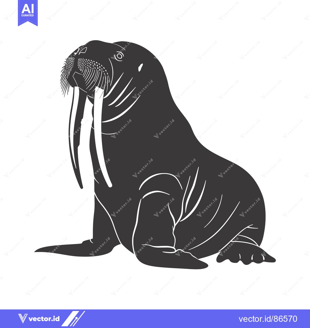 Premium Vector of A Silhouette of a Walrus with Its Large Tusk