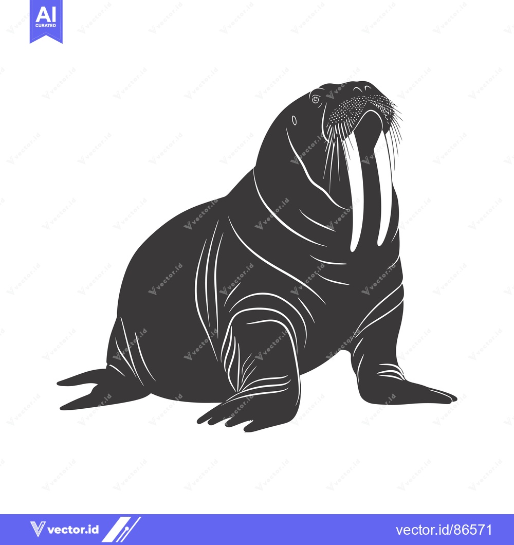 Premium Vector dari Black and White Silhouette of a Walrus with Long Tusks