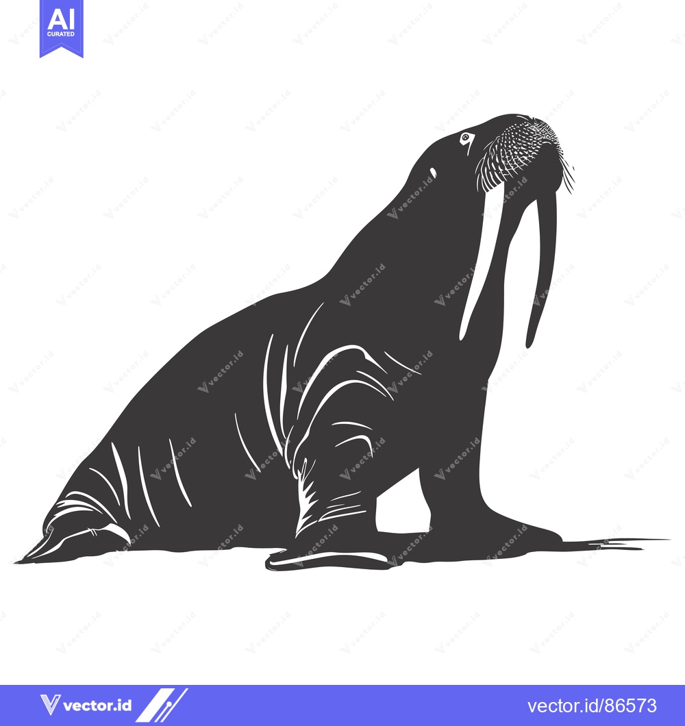 Premium Vector of A Detailed Silhouette of a Walrus Sitting and Looking Up