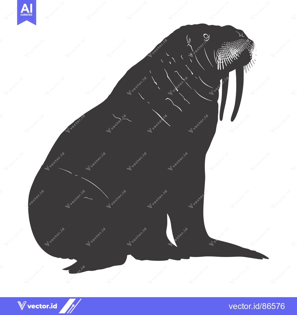 Premium Vector dari Silhouette of a Walrus with Long Tusk and Whiskers