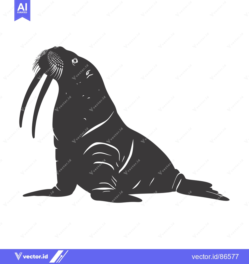 Premium Vector of Silhouette of a Walrus with Long Tusks Lying Down