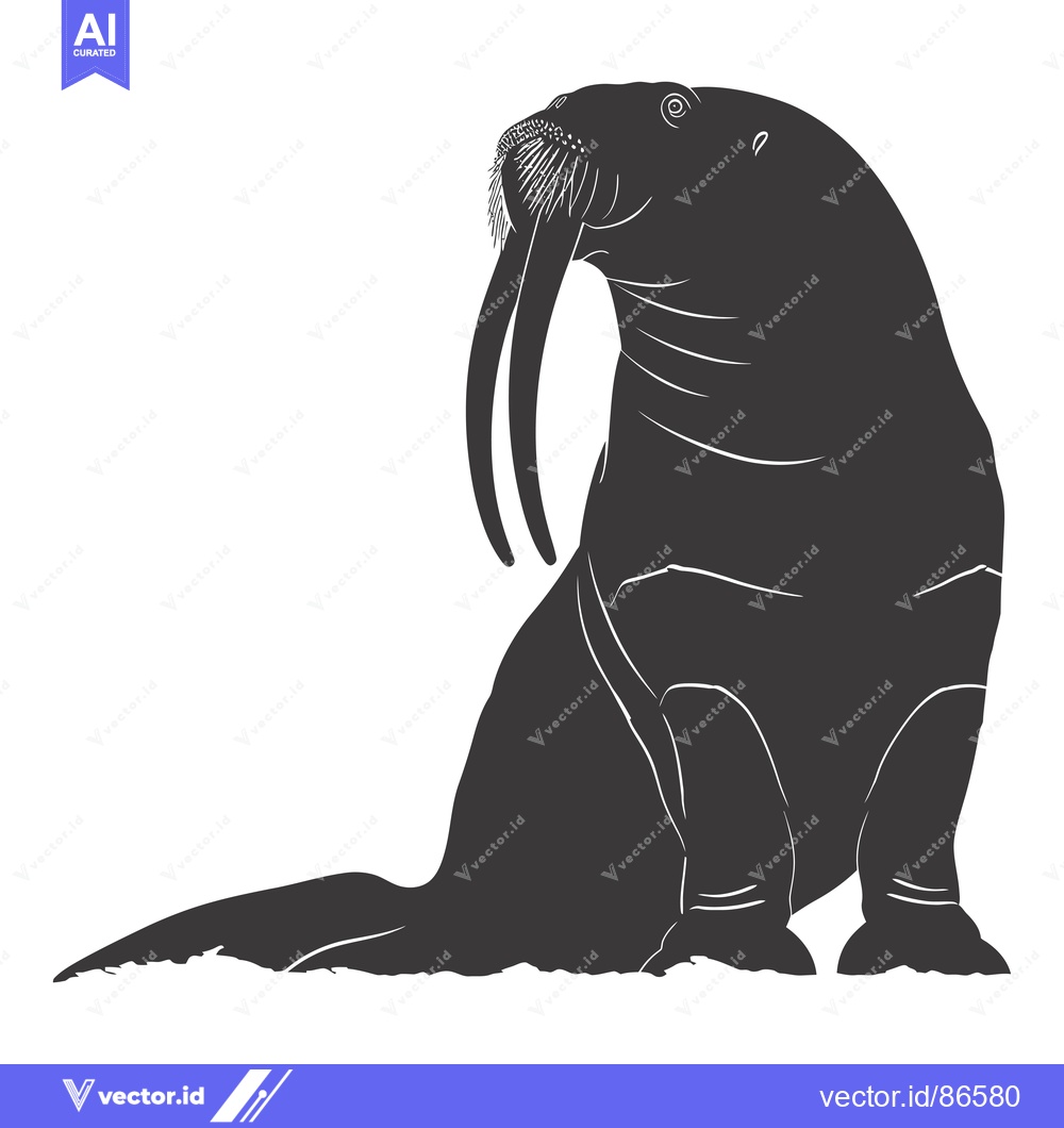 Premium Vector dari Silhouette of a Walrus with Long Tusks