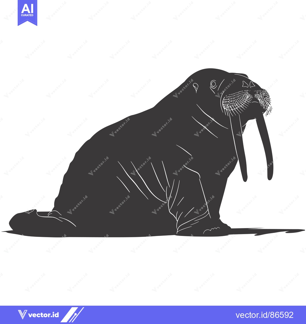 Premium Vector dari Silhouette of a Walrus with Long Tusks