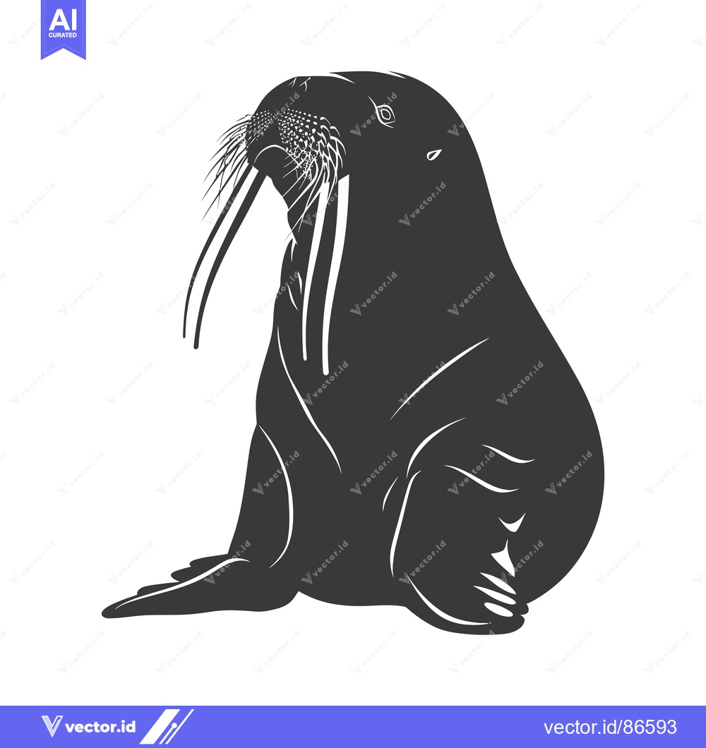 Premium Vector dari Silhouette of a Walrus with Prominent Tusks