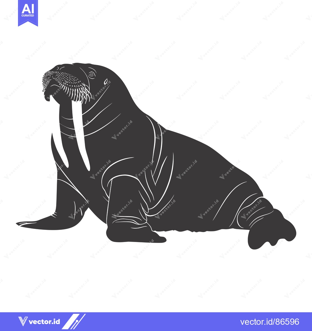 Premium Vector of Silhouette of a walrus with prominent tusks