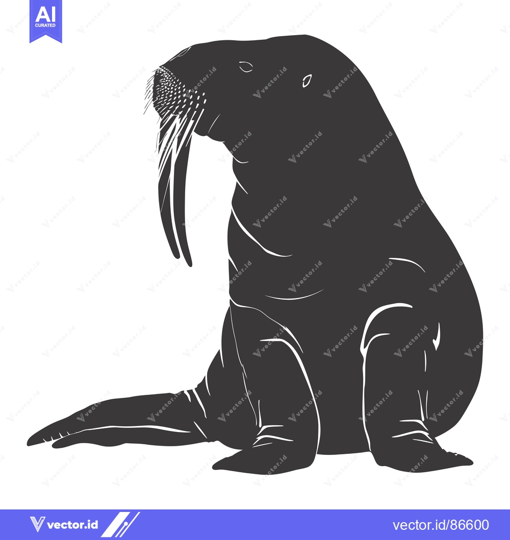 Premium Vector dari A Silhouette of a Walrus with Large Tusk
