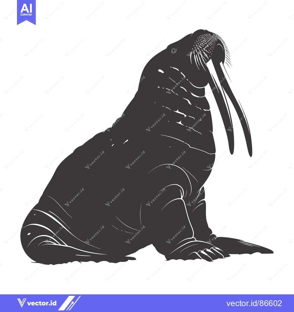 Premium Vector dari Silhouette of a Walrus with Large Tusks