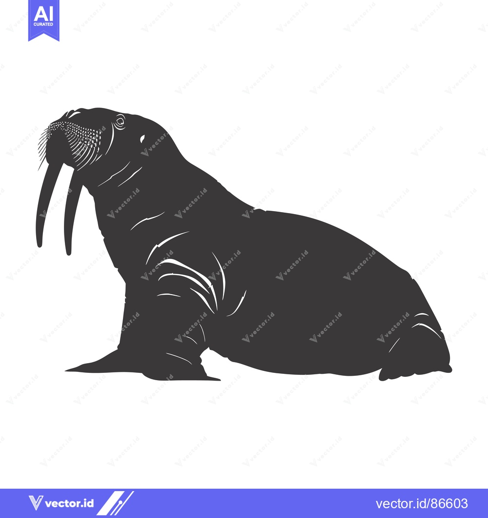 Premium Vector dari Silhouette of a Walrus with Long Tusk