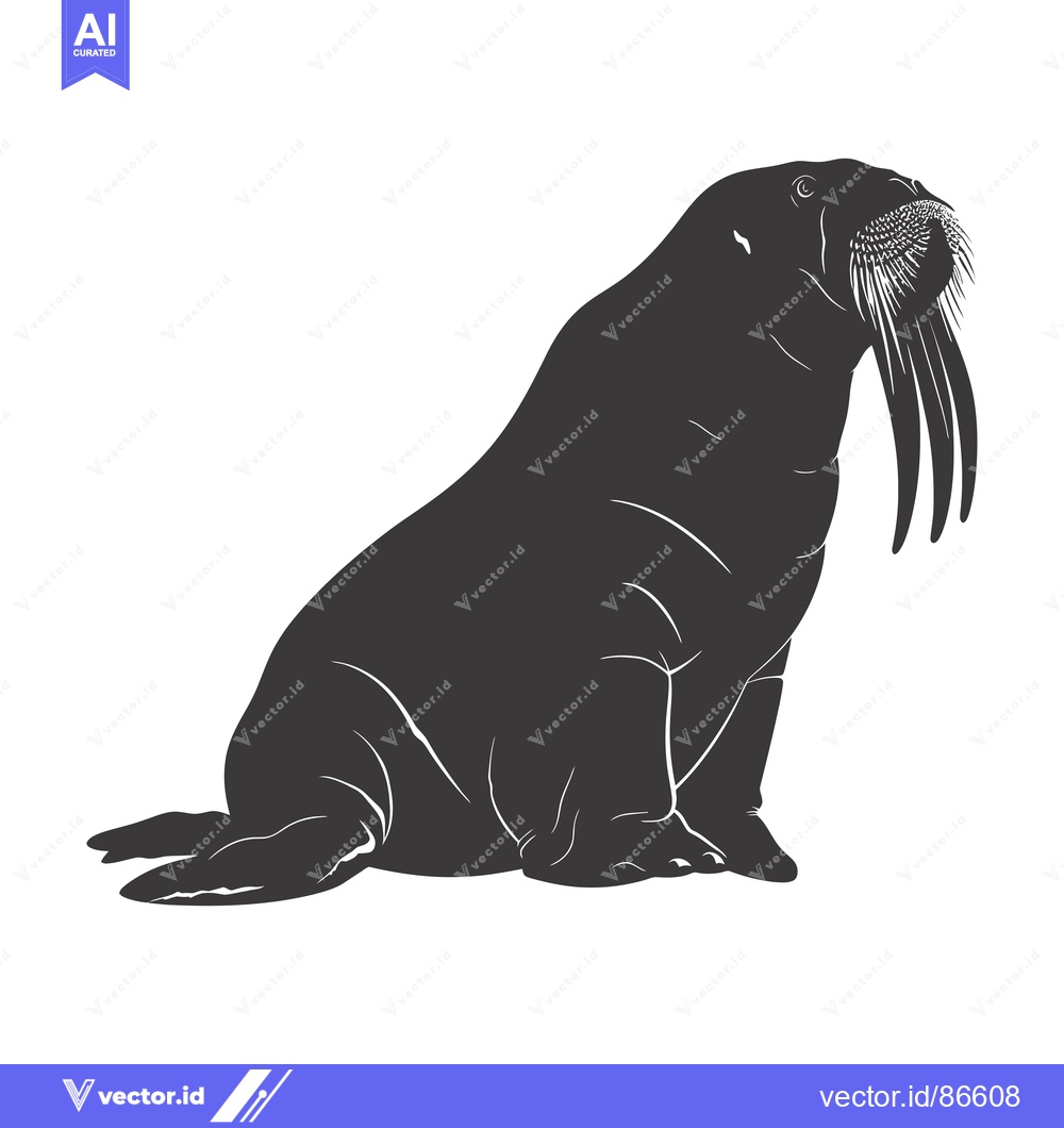 Premium Vector of A Silhouette of a Walrus Sitting on a White Background