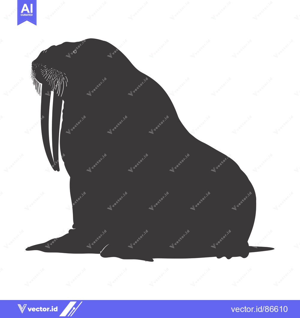 Premium Vector dari Silhouette of a Walrus with Large Tusks