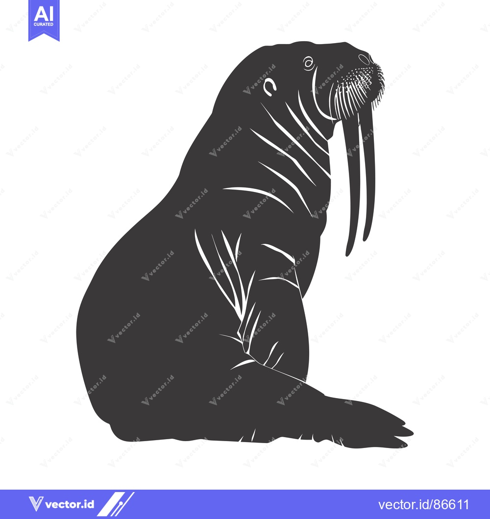 Premium Vector of A Silhouette of a Walrus with its Tusks Visible