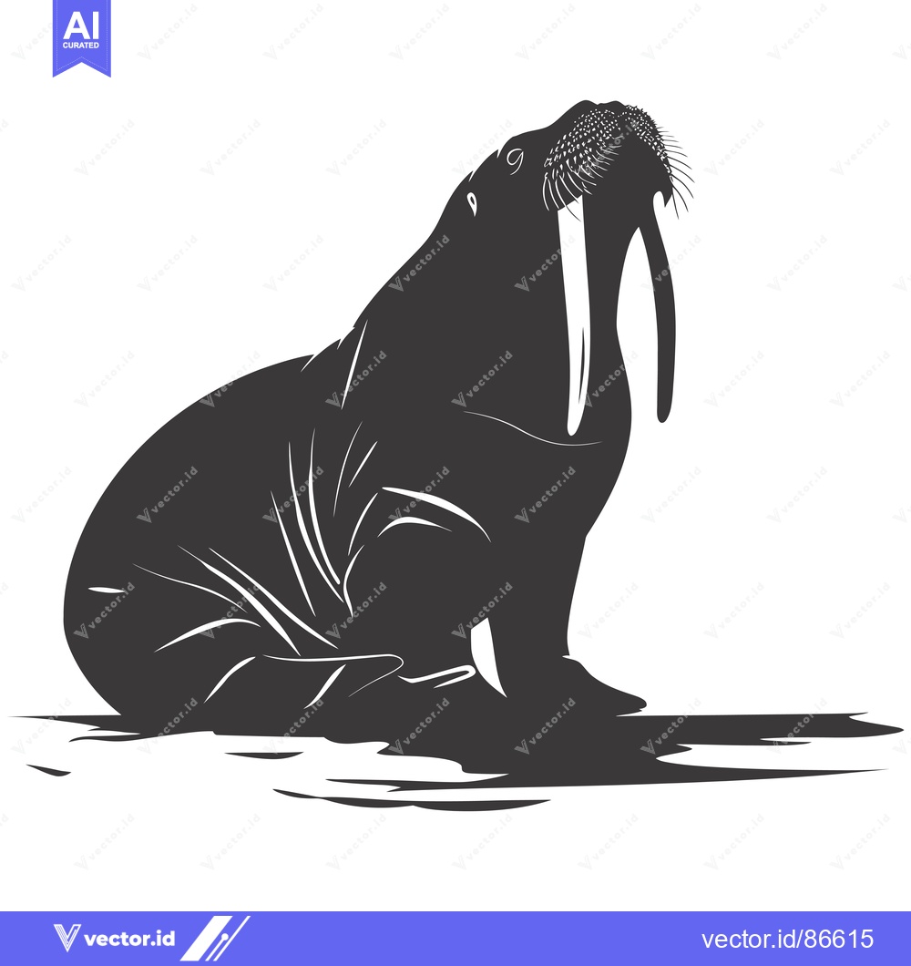 Premium Vector of Silhouette of a Walrus with Long Tusk and Whiskers