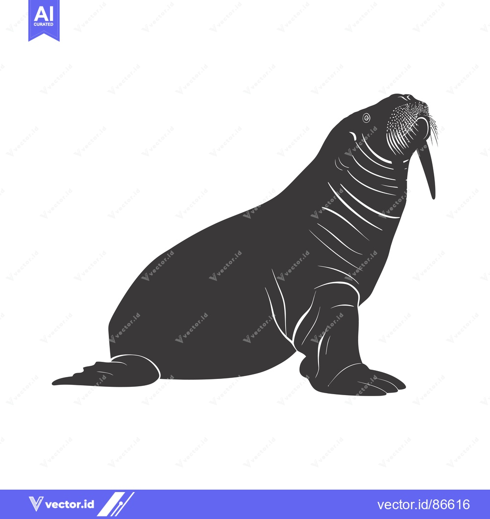 Premium Vector of Silhouette of a Walrus with Large Tusk