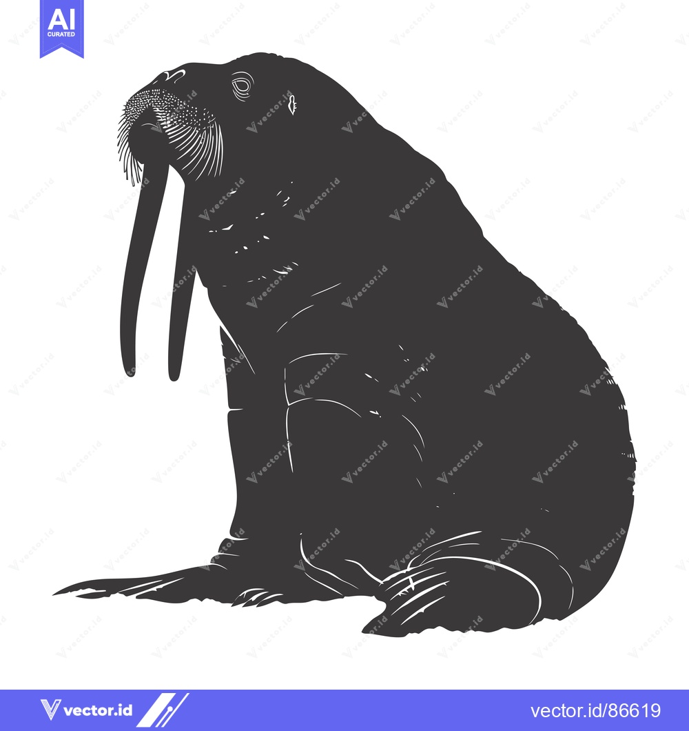 Premium Vector of A Silhouette of a Walrus with Large Tusk