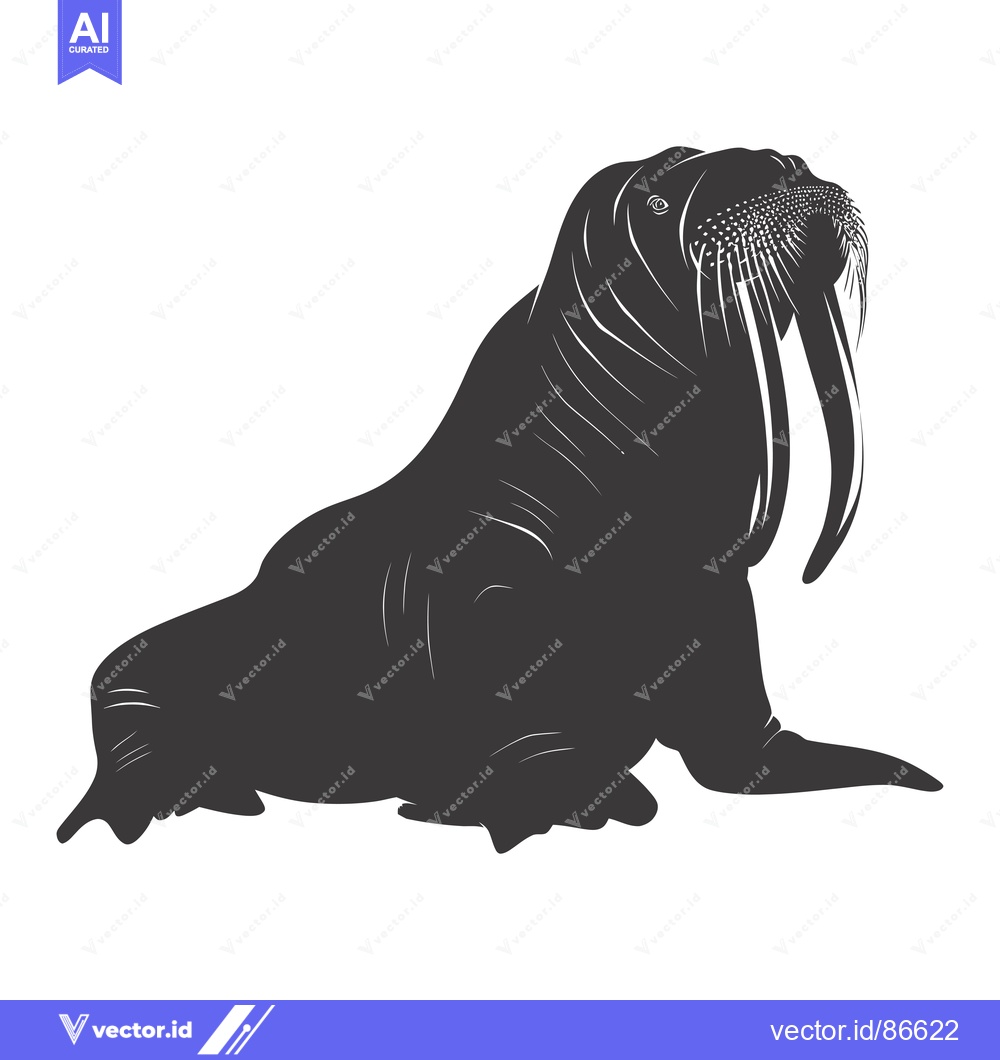 Premium Vector dari Silhouette of a Walrus with Large Tusks