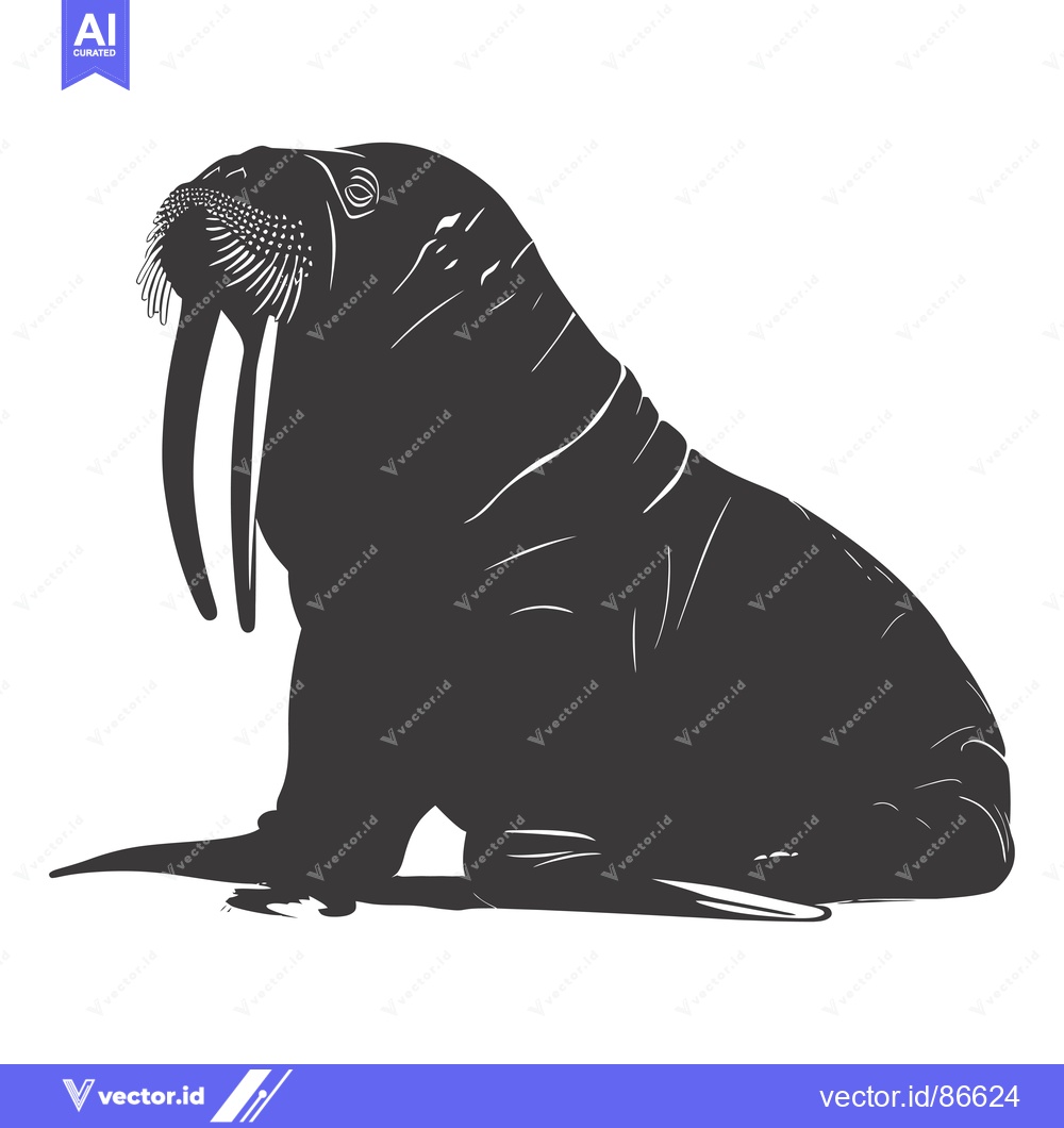 Premium Vector dari Silhouette of a Walrus with Large Tusks