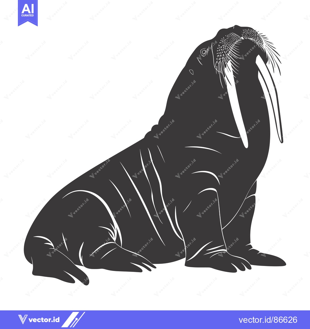 Premium Vector dari Silhouette of a Walrus with Large Tusks