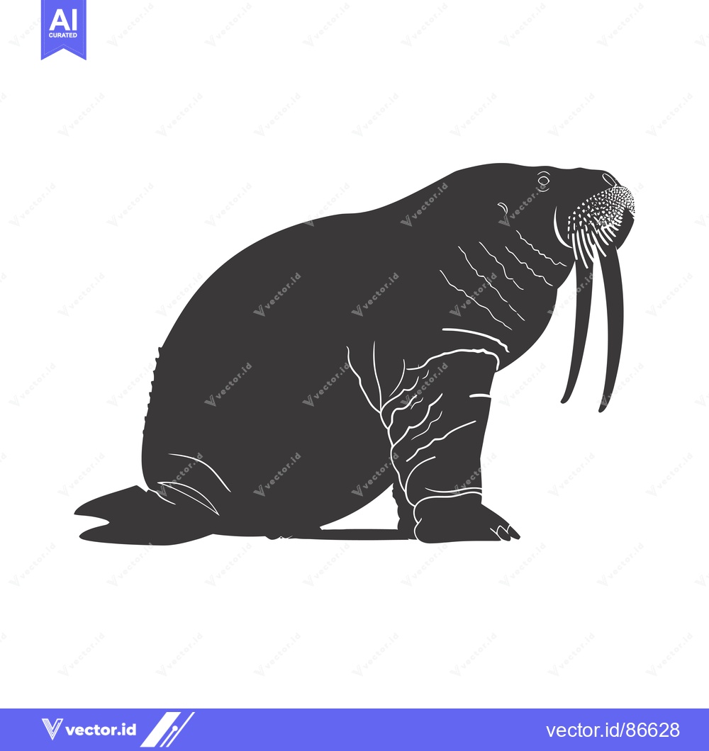 Premium Vector of Silhouette of a Walrus with Long Tusk