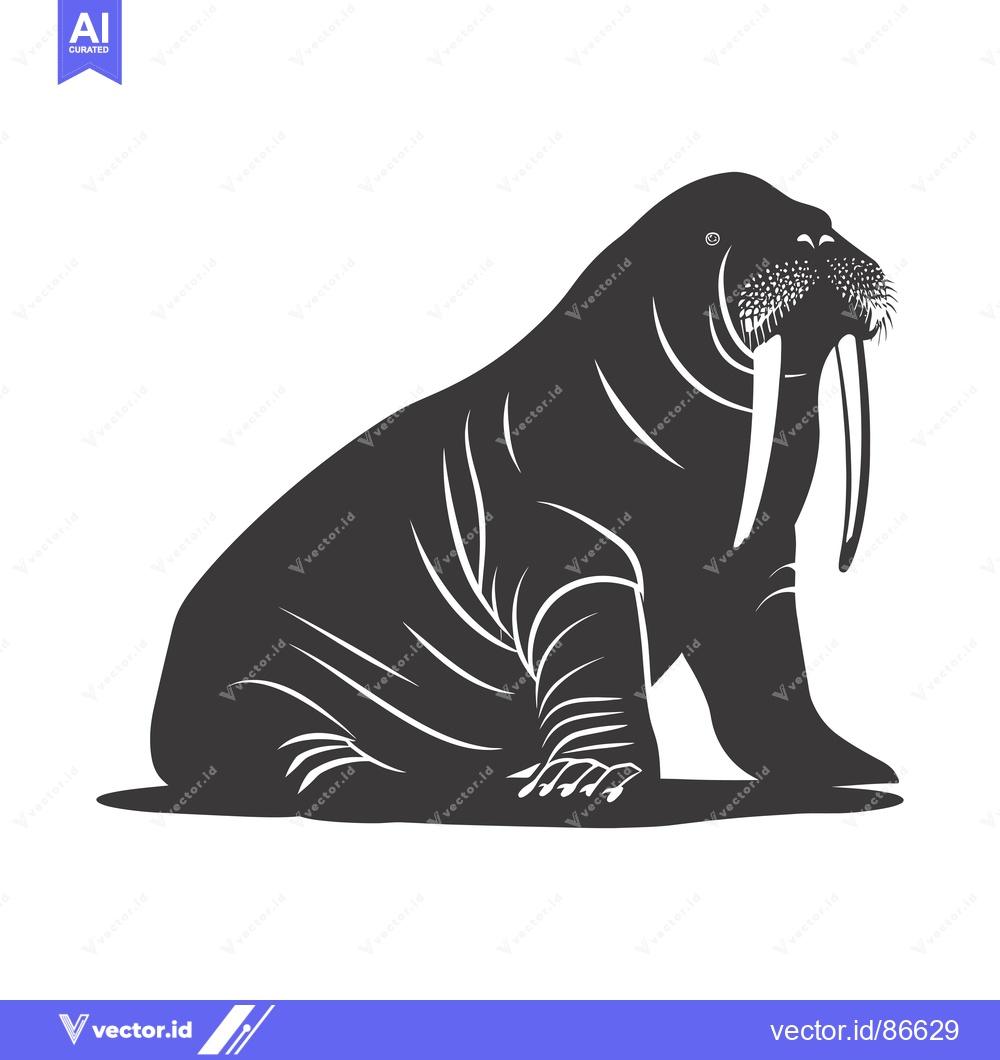 Premium Vector of Silhouette of a walrus with prominent tusks