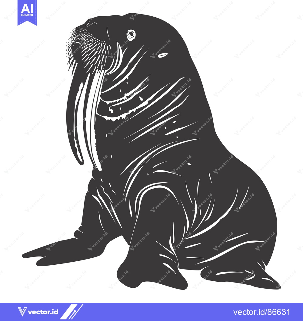 Premium Vector of A Detailed Silhouette of a Walrus with Prominent Tusks