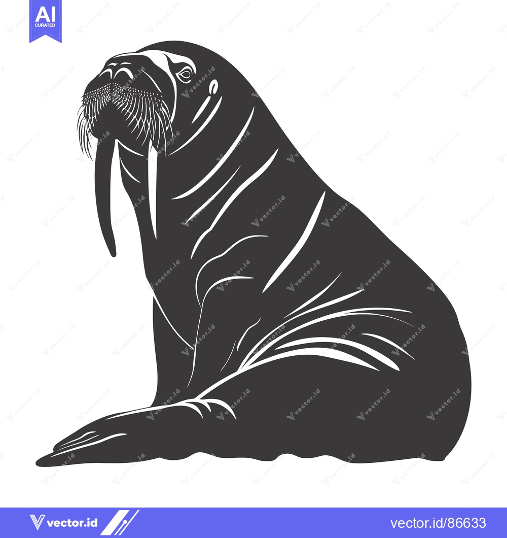 Premium Vector of Silhouette of a Walrus with Large Tusk