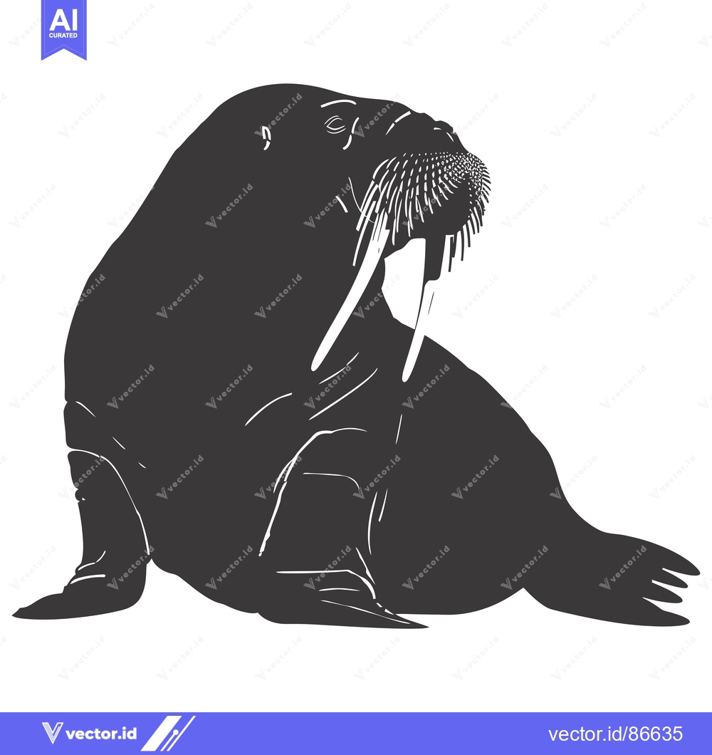 Premium Vector of Silhouette of a walrus with prominent tusks