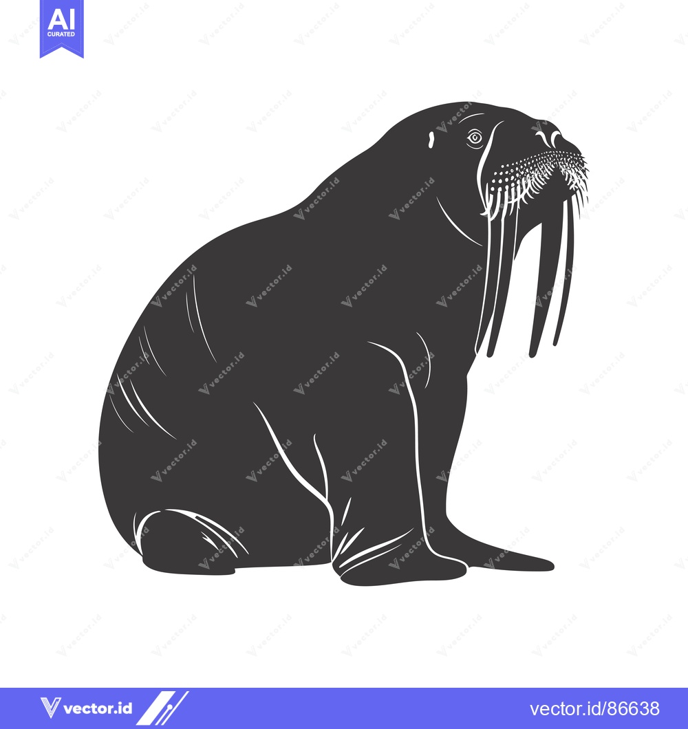 Premium Vector dari Silhouette of a Walrus Sitting on a White Background