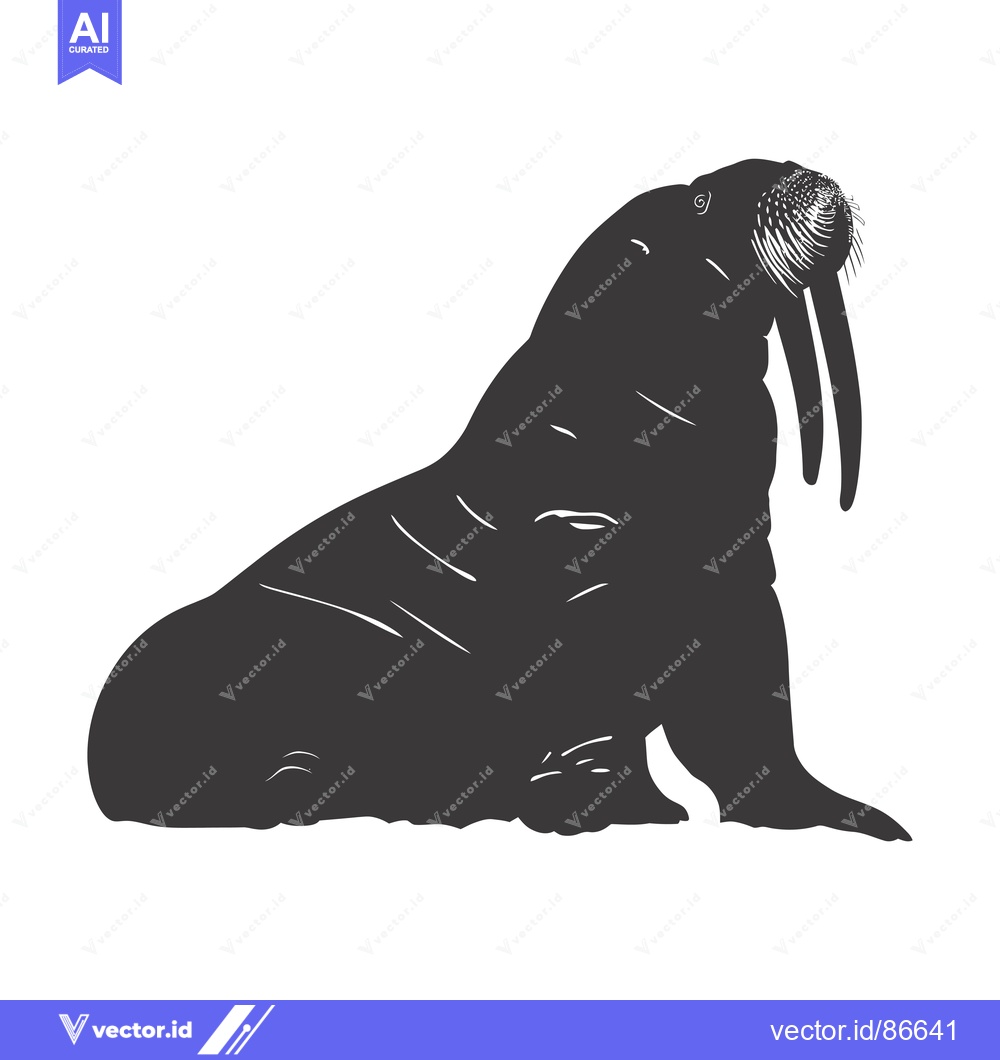 Premium Vector dari Silhouette of a Walrus with Large Tusks