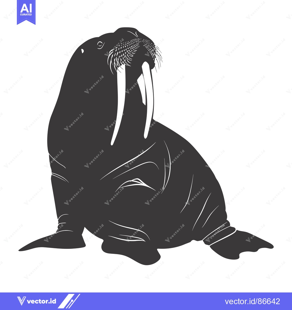 Premium Vector dari Silhouette of a Walrus with Large Tusk