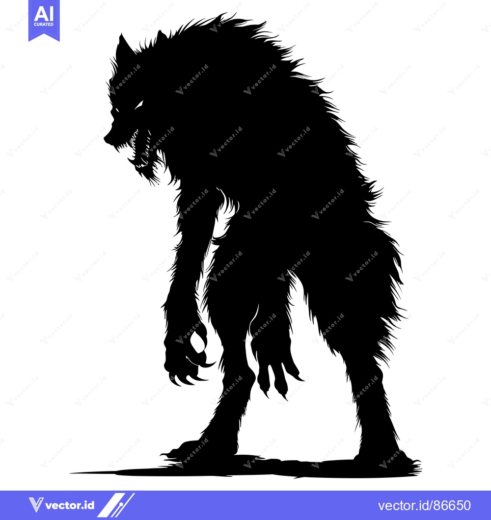 Premium Vector dari A Silhouetted Werewolf Standing With Claws Extended