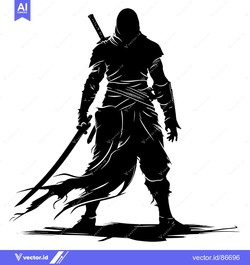 Premium Vector dari Silhouette of a hooded figure with a sword