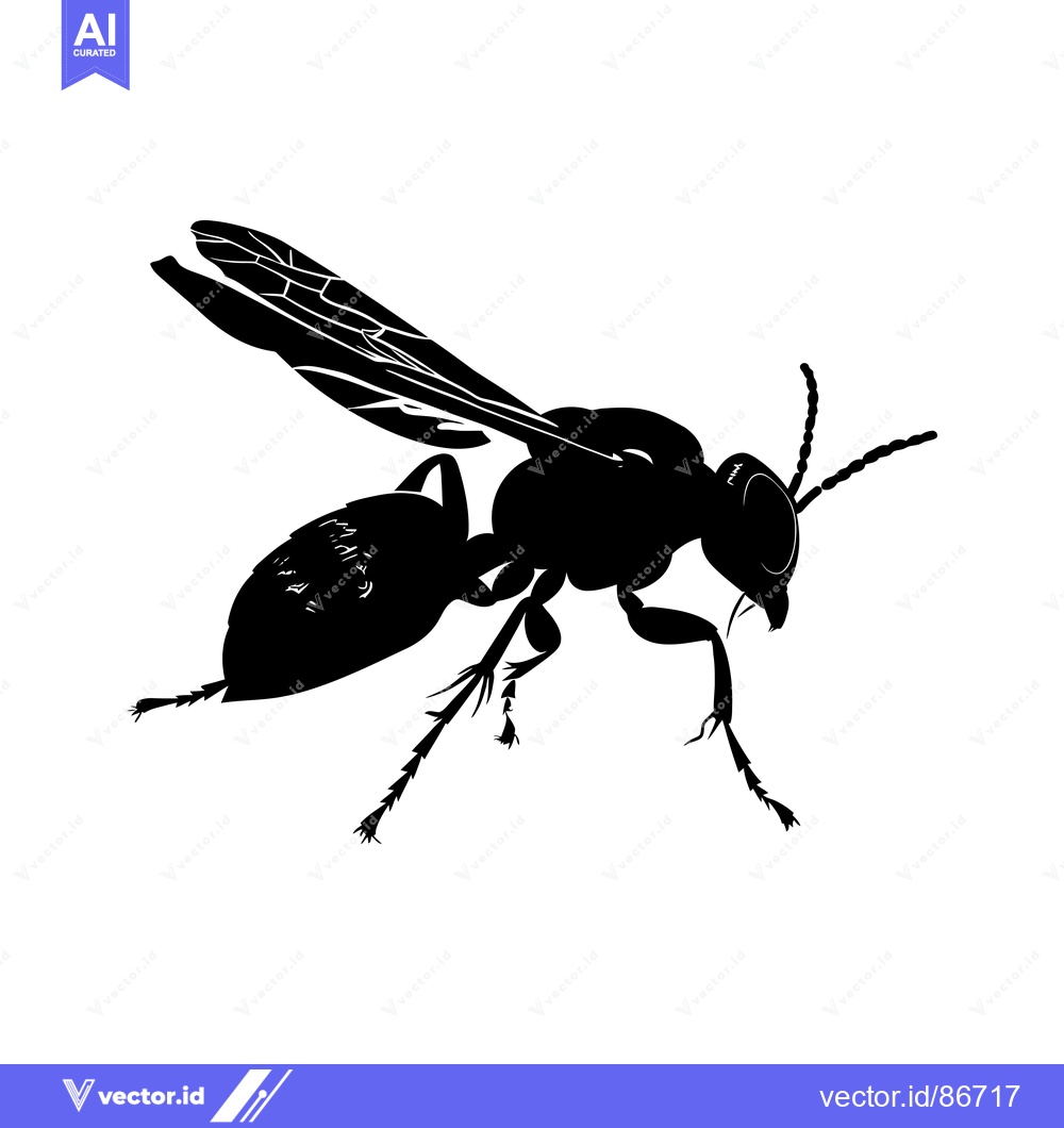 Premium Vector dari Black and White Silhouette of a Wasp in Flight