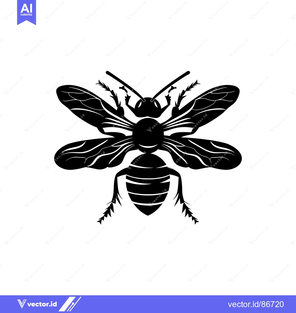 Premium Vector dari Black and White Stylized Silhouette of a Wasp