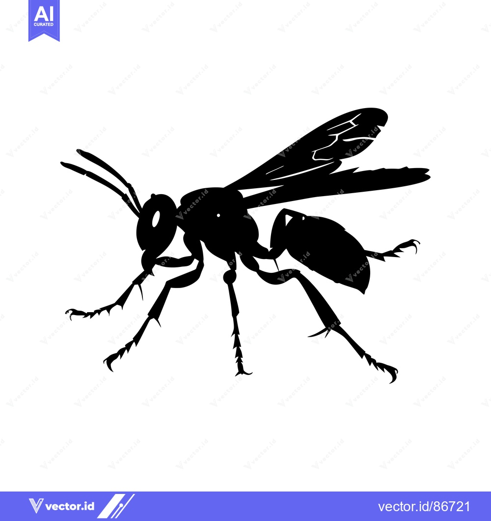 Premium Vector dari Black Silhouette of a Wasp with Wings Spread