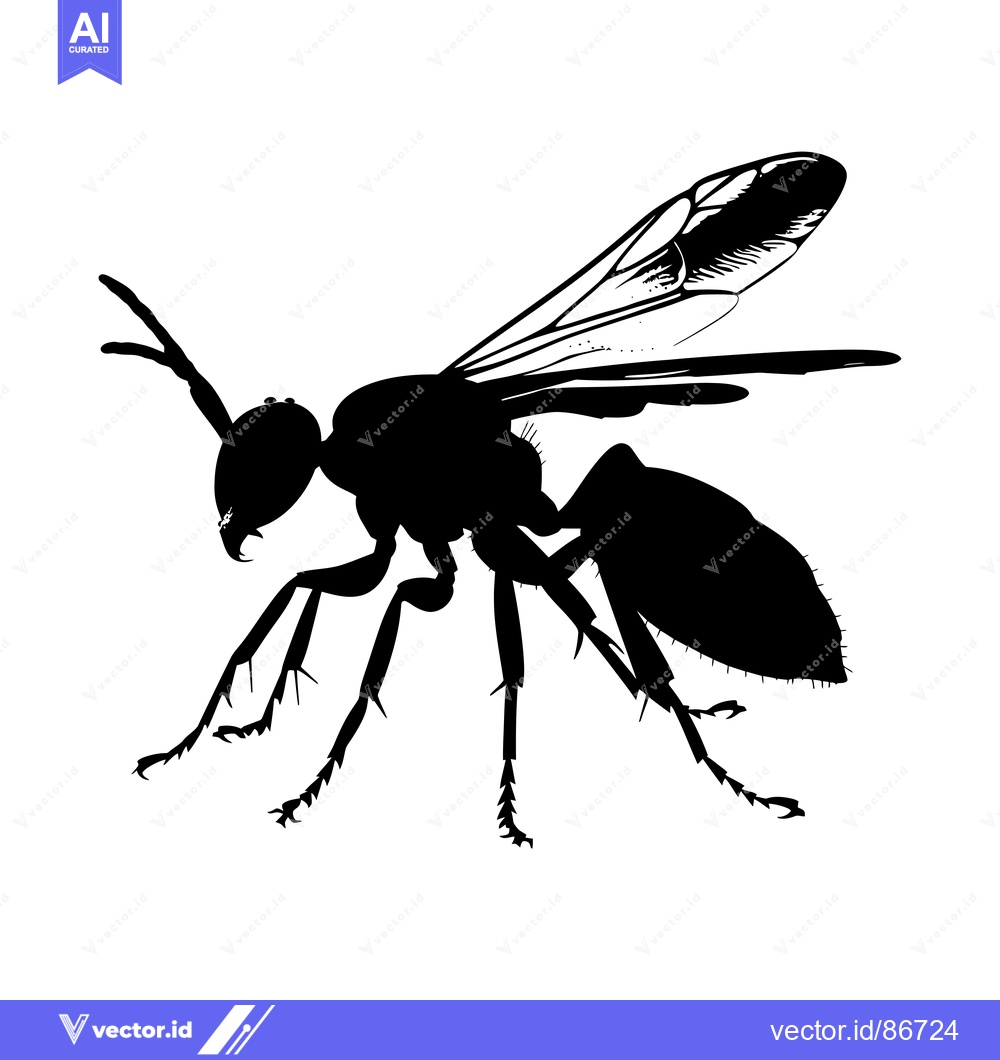 Premium Vector dari Black and White Silhouette of a Wasp