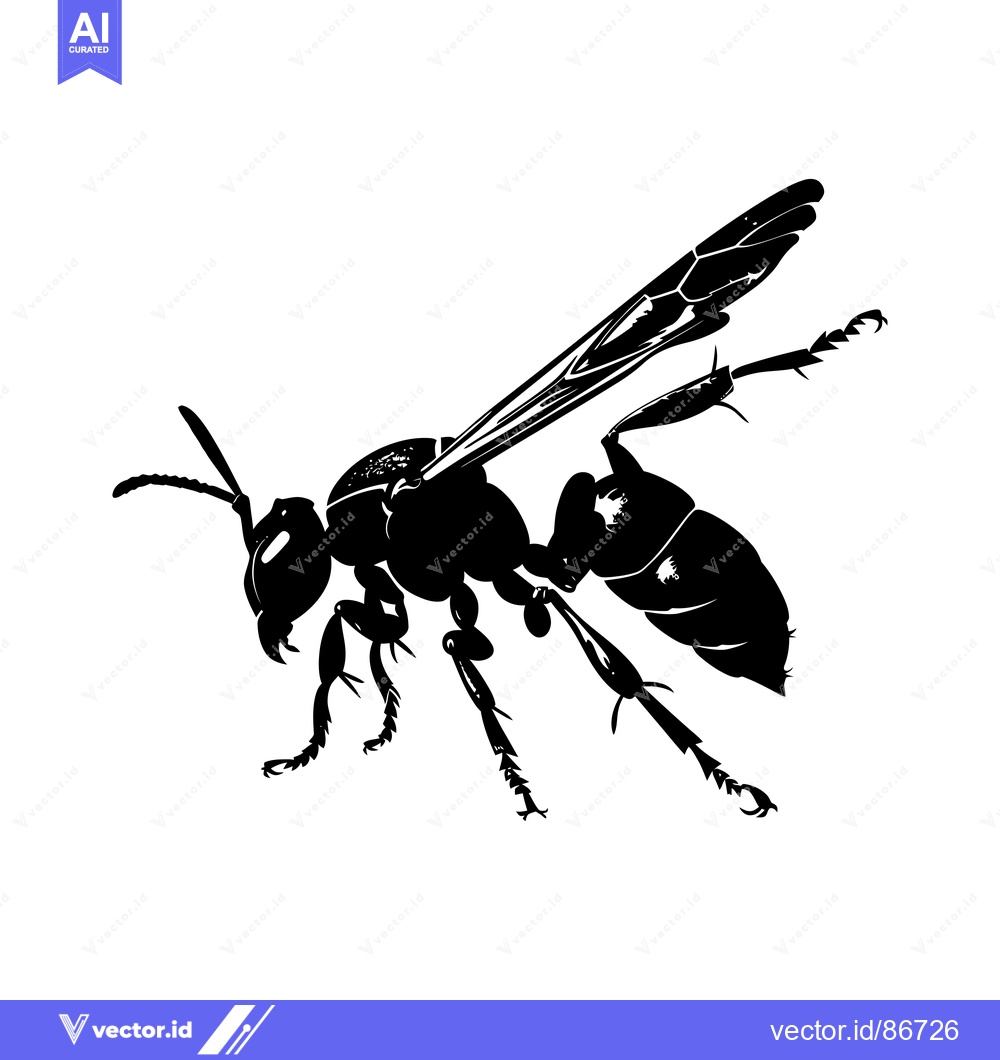 Premium Vector dari Black and White Silhouette of a Wasp in Flight