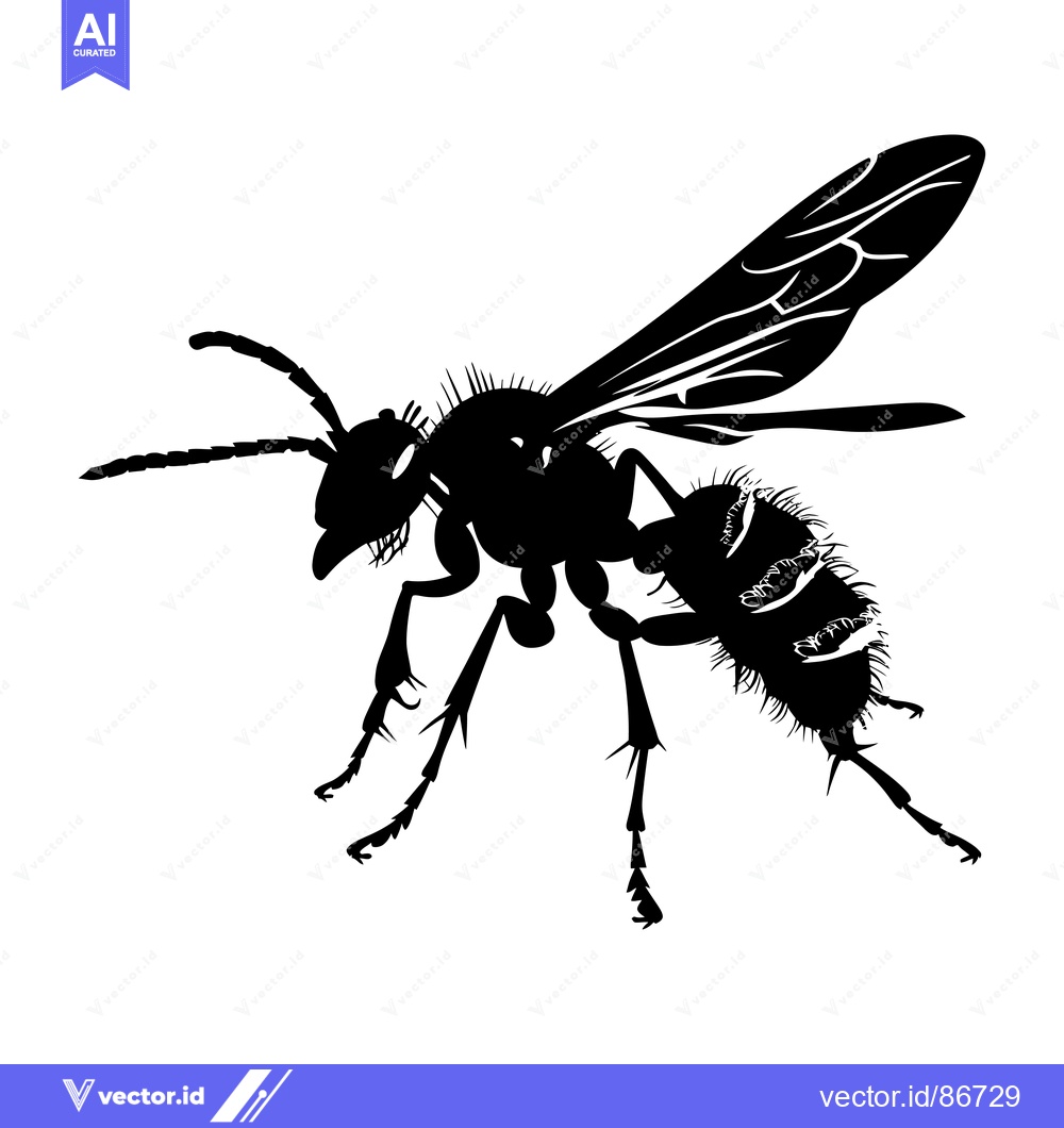 Premium Vector of Black Silhouette of a Wasp in Flight