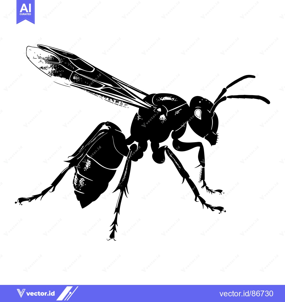 Premium Vector dari Black and White Silhouette of a Wasp