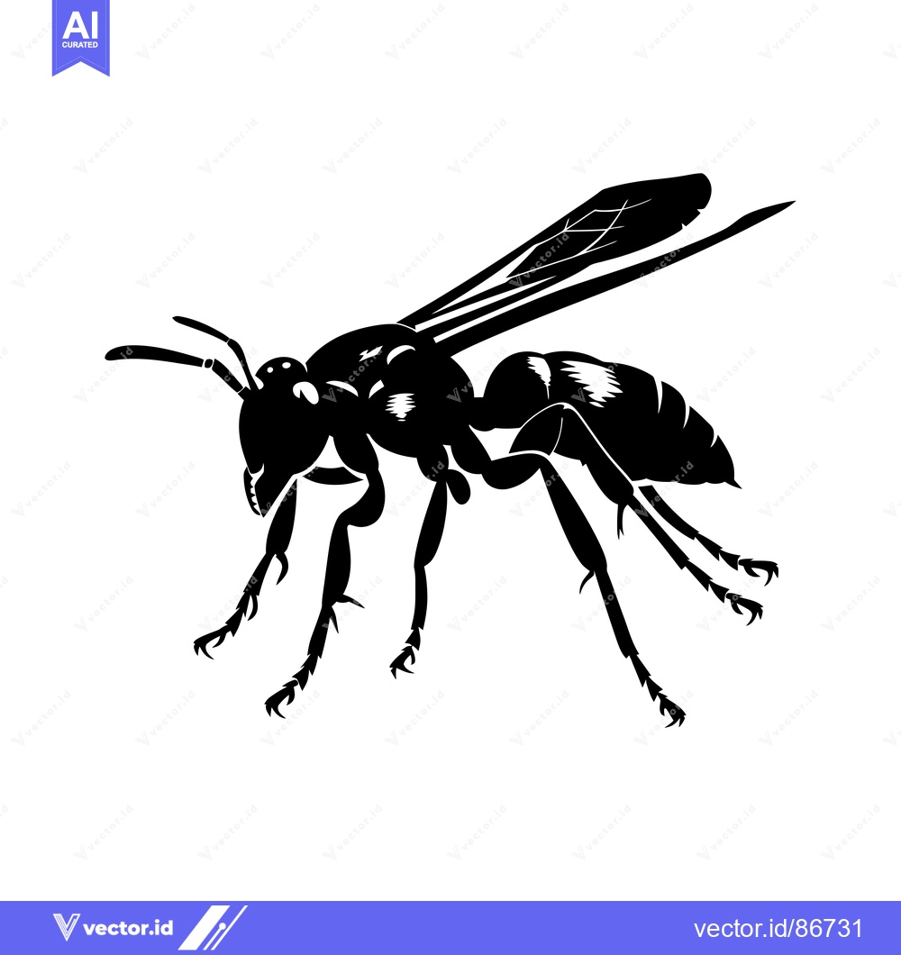 Premium Vector dari Black and White Silhouette of a Wasp
