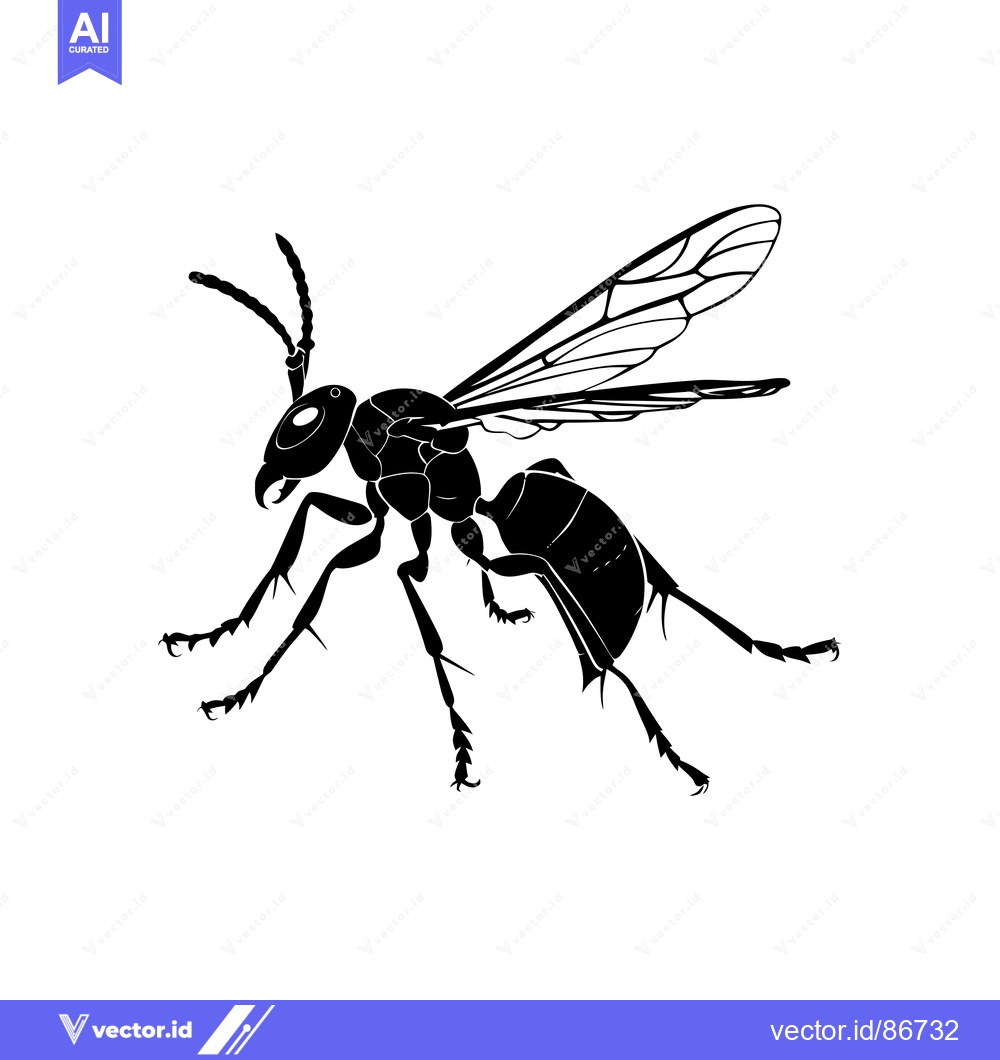 Premium Vector of Silhouette of a wasp with wings outstretched
